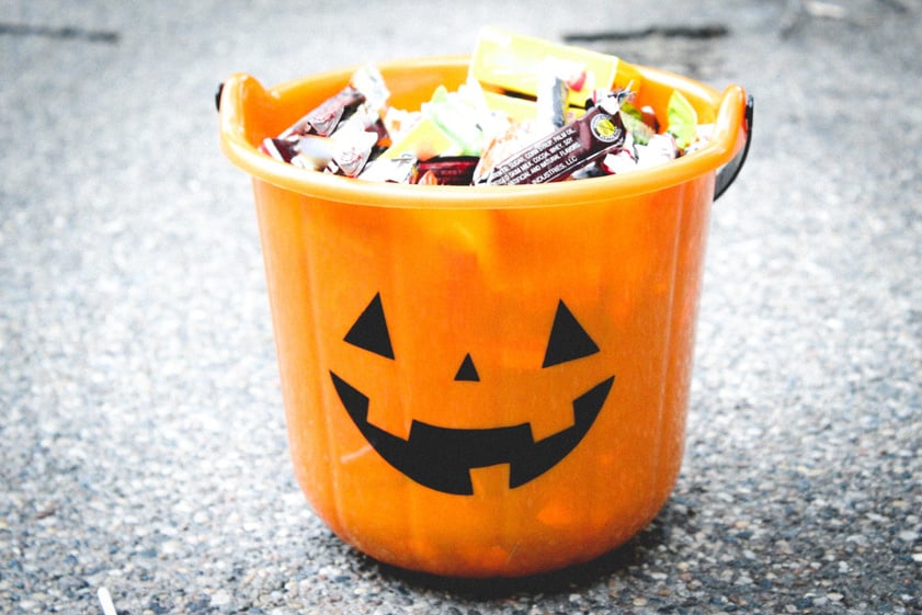 Halloween bucket full of candy